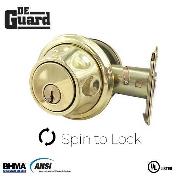 Deguard Spin To Lock Deadbolt - Gold - SC1 Keyway DDB05-PB-SC1